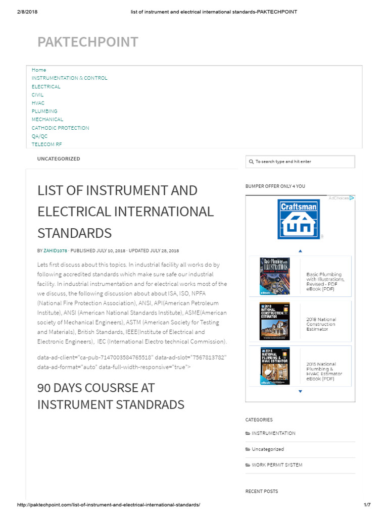 list of instrument and electrical international standards-PAKTECHPOINT ...