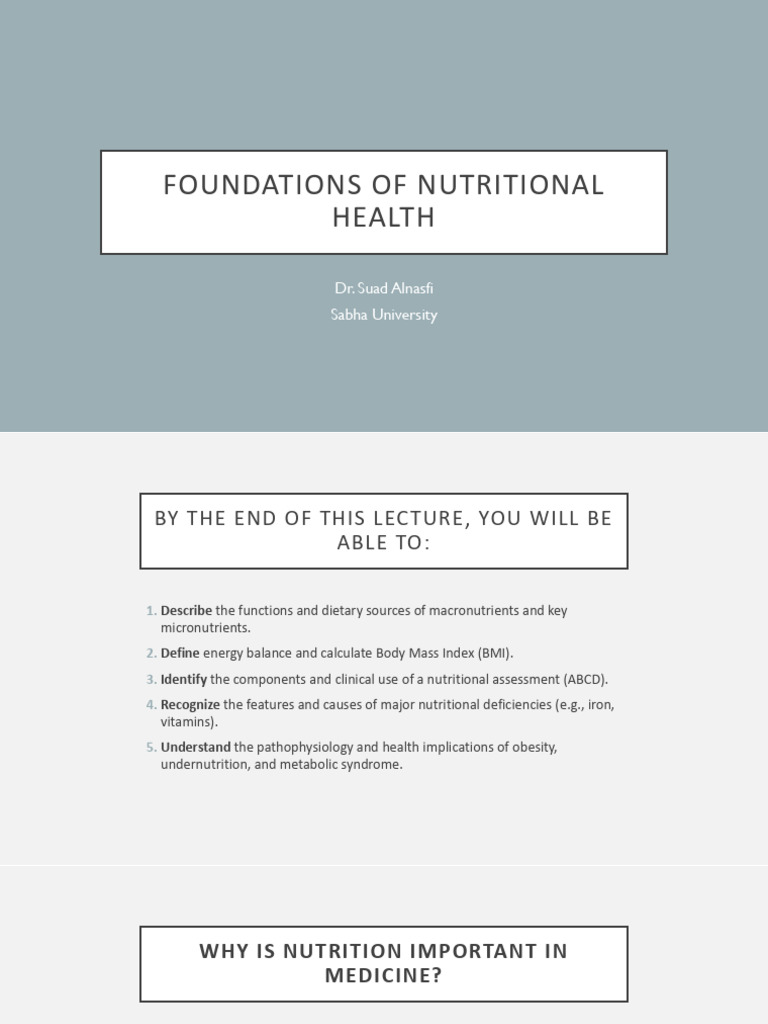 Foundation of Nutritional Health | PDF | Nutrition | Diet & Nutrition