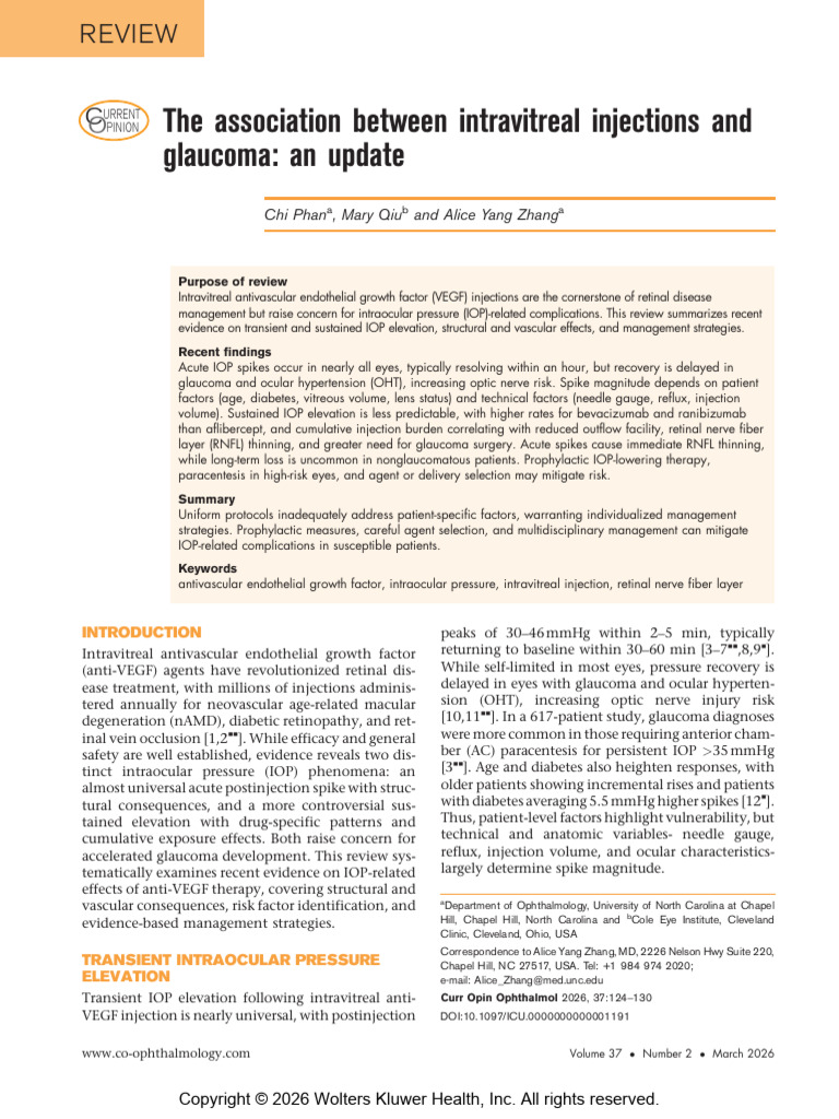 The Association Between Intravitreal Injections and Glaucoma an Update ...