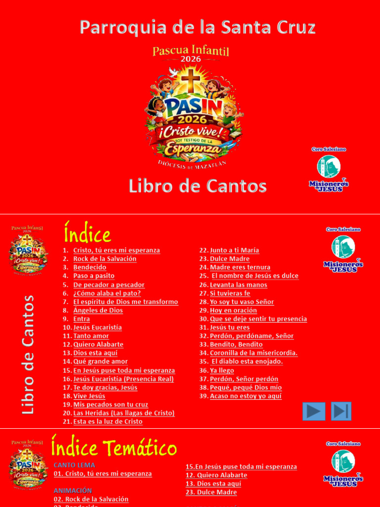 Libro de Cantos PASIN 2026 | PDF | Cristo (título) | eucaristía