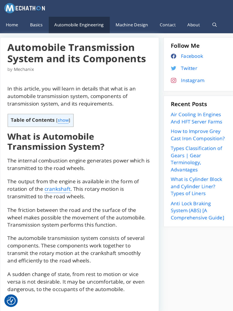 Automobile_Transmission_System_and_its_Components1718661634 | PDF ...