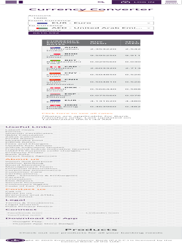Currency Converter - Currency Exchange Rates Emirates Islamic | PDF