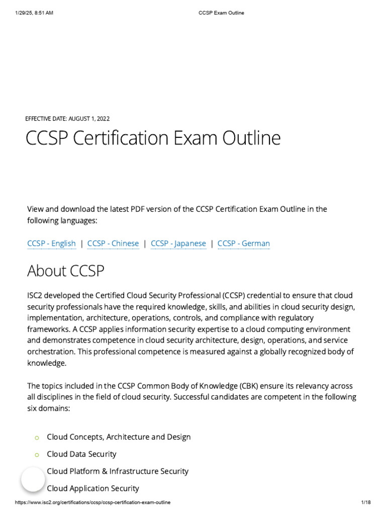 CCSP Exam Outline | PDF | Cloud Computing | Cisco Certifications