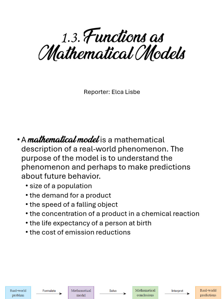 1.3 Functions as Mathematical Model 1.4 Graphical Introduction to ...