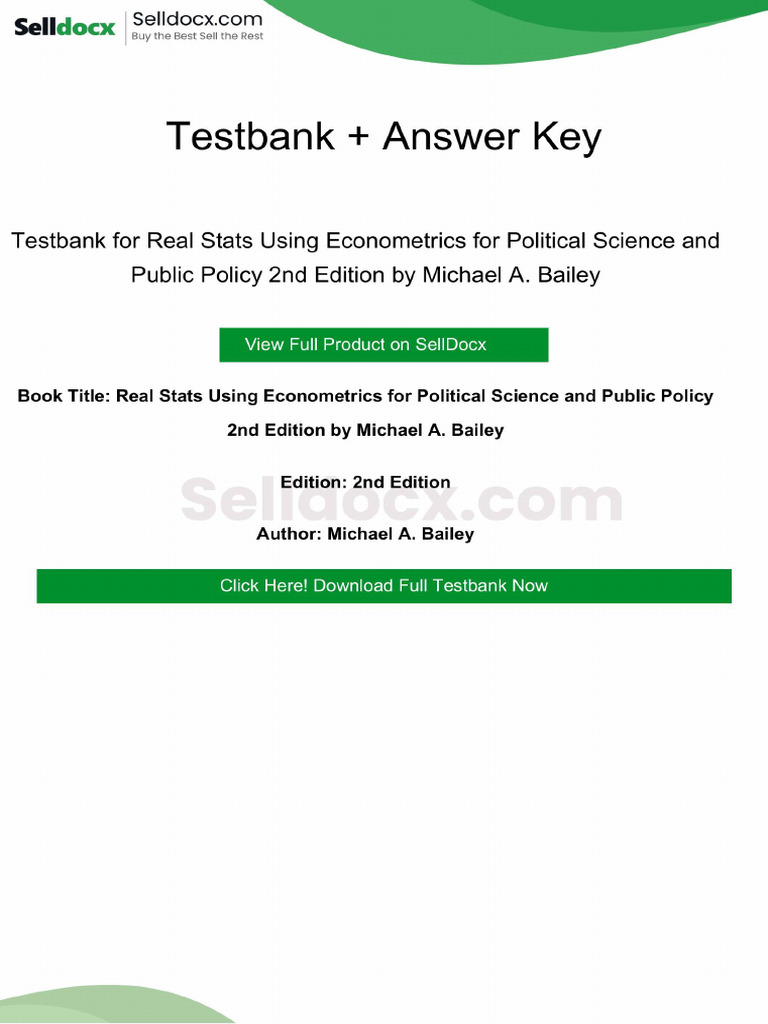 Testbank for Real Stats Using Econometrics for Political Science and ...