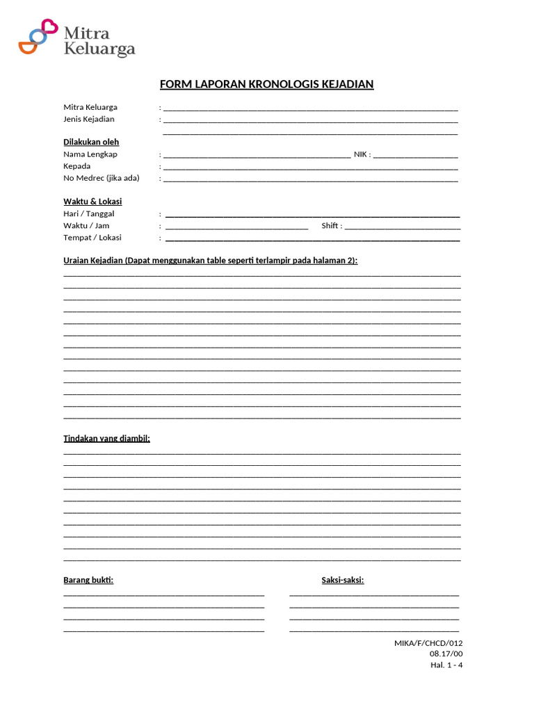 012 Form Lap Kronologis Kejadian (m) | PDF