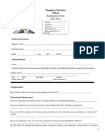 Registration Form 2012-2013: Kingdom Christian School