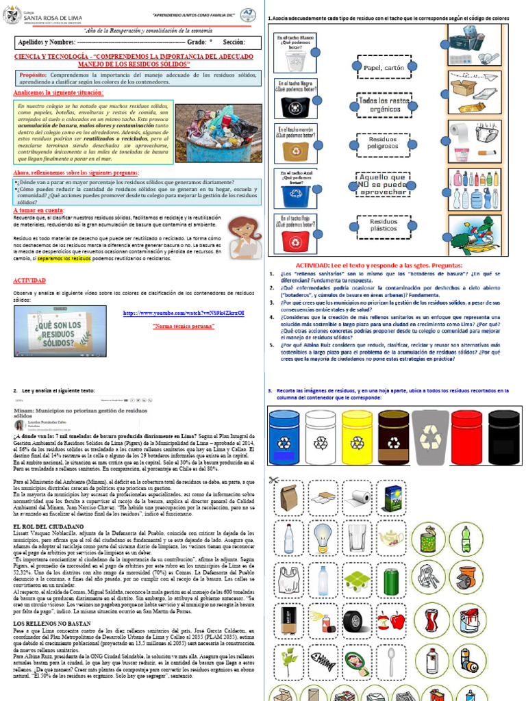 Clasificacion de Contenedores Basura PDF | PDF | Residuos | Reciclaje