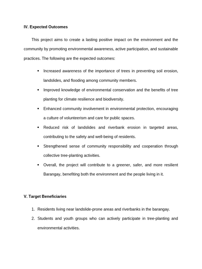 NSTP - Project Proposal (Expected Outcomes & Target Beneficiaries) | PDF