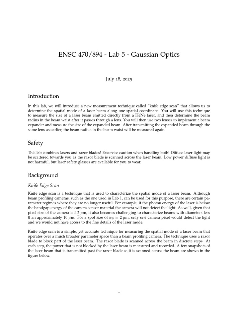 Lab5 Manual | PDF | Laser | Optics