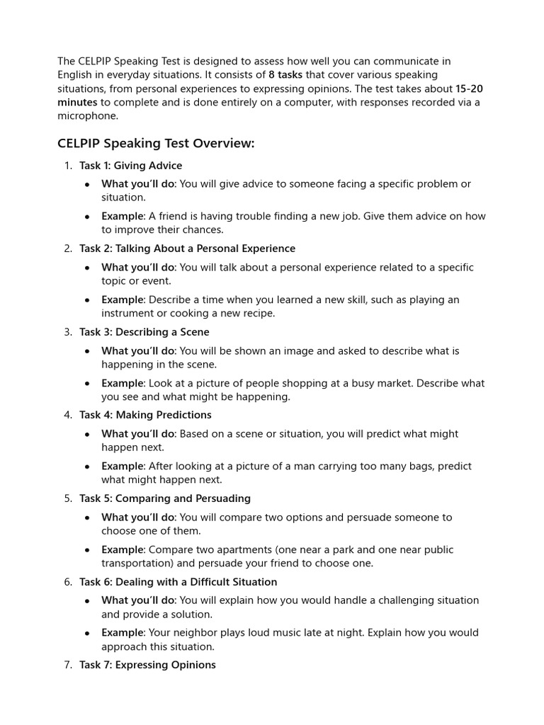 CELPIP Speaking Overview | PDF | Question | Fluency