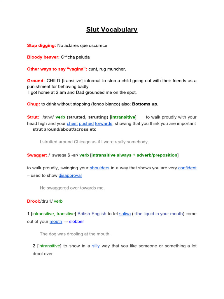 Slut vocabulary | PDF | Linguistics