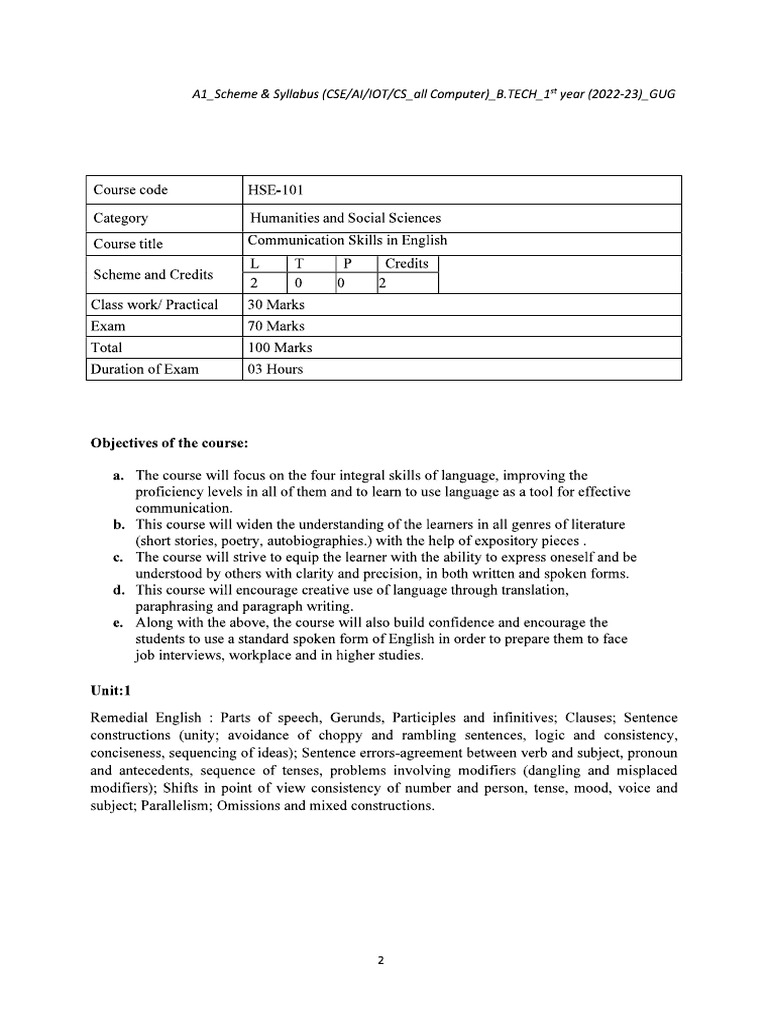 Communication Skills in English 1 | PDF