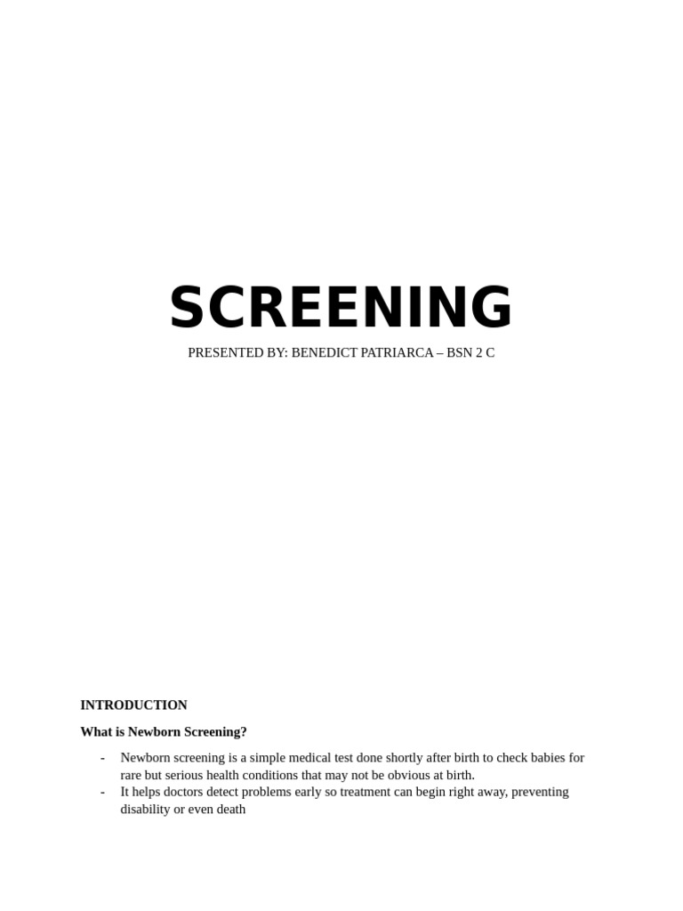Screening | PDF