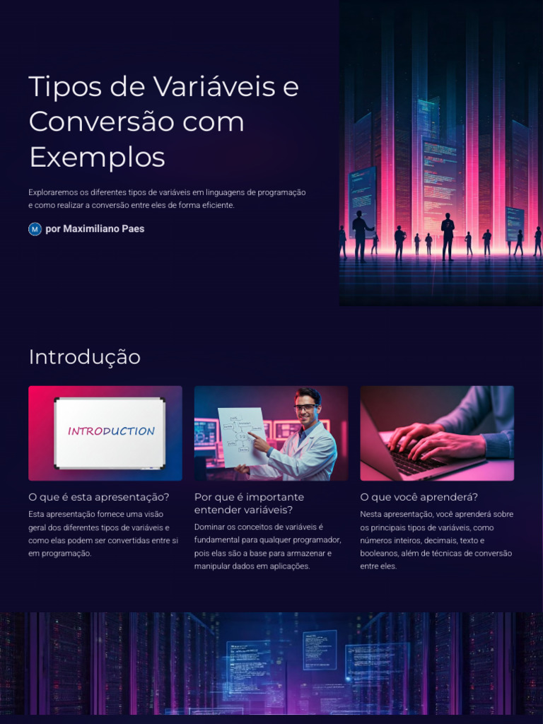 Tipos de Variaveis e Conversao Com Exemplos | PDF | Tipo de dados ...