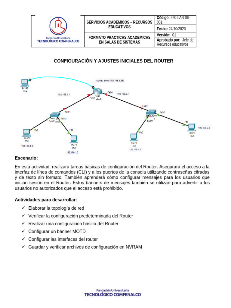 4. Configuracion de Router y Switch | PDF
