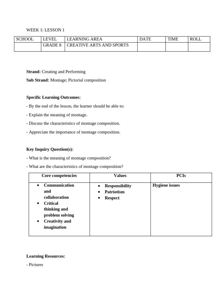 Grade 8 Term 2 Creative Lesson Plans | PDF | Learning | Scale (Music)