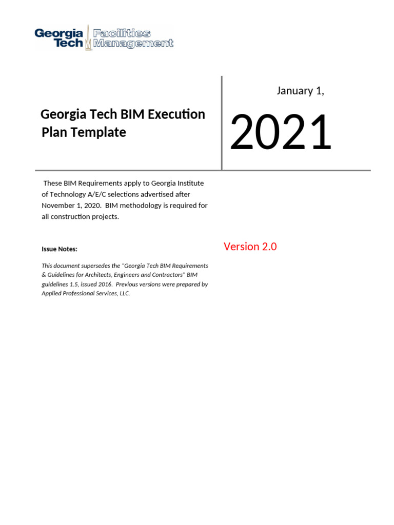 Gt Bim Execution Plan Template v2.0 | PDF | Building Information ...