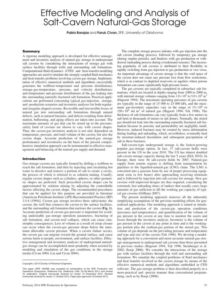 Effective Modeling and Analysis of Salt | PDF | Natural Gas Storage | Gases