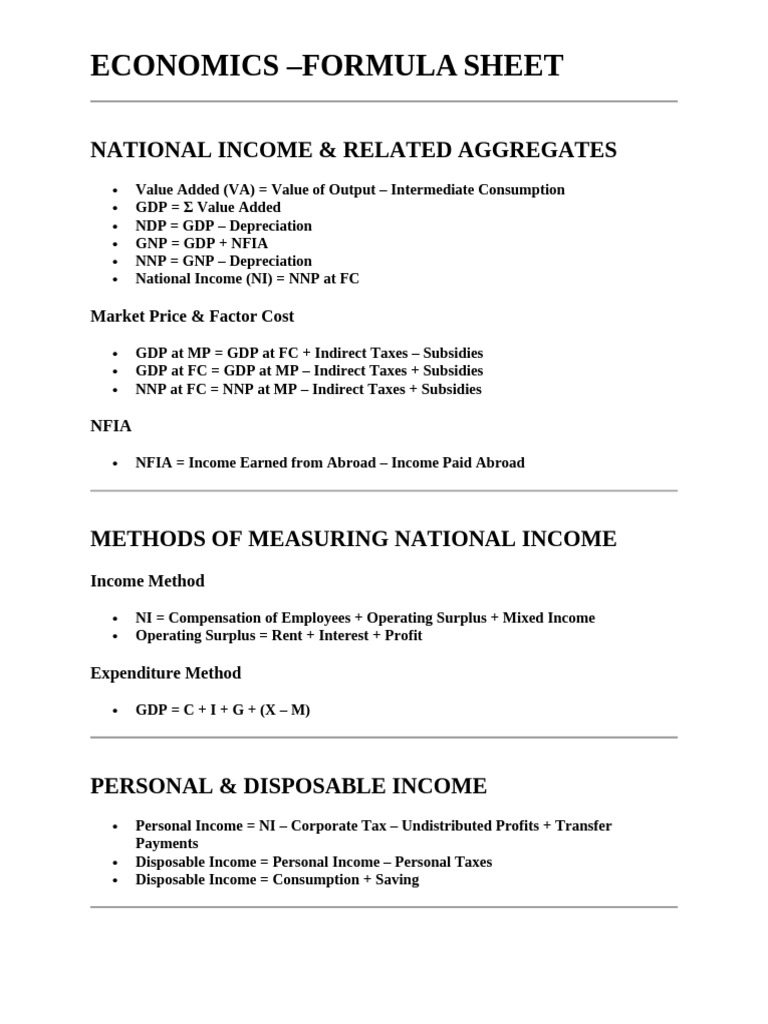 Economics Formula List | PDF | Gross Domestic Product | Government ...