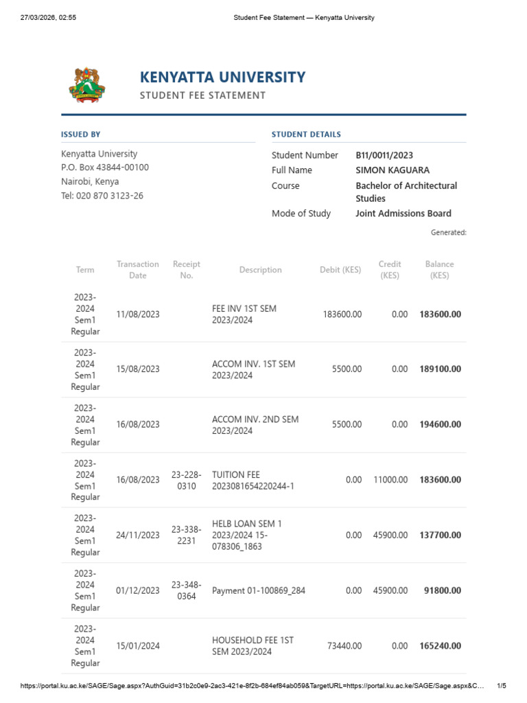 Fee Statement — KU | PDF | Banking Technology | Money