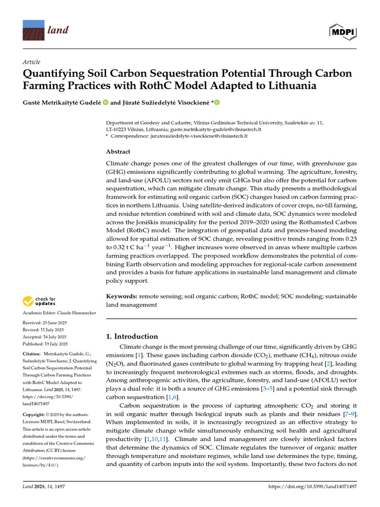 Roth C Model for Carbon Sequestration | PDF | Climate Change | Soil