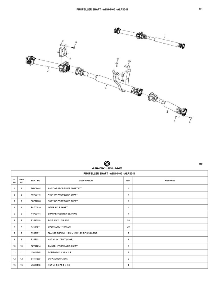 Propeller Shaft Labelled Diagram | PDF