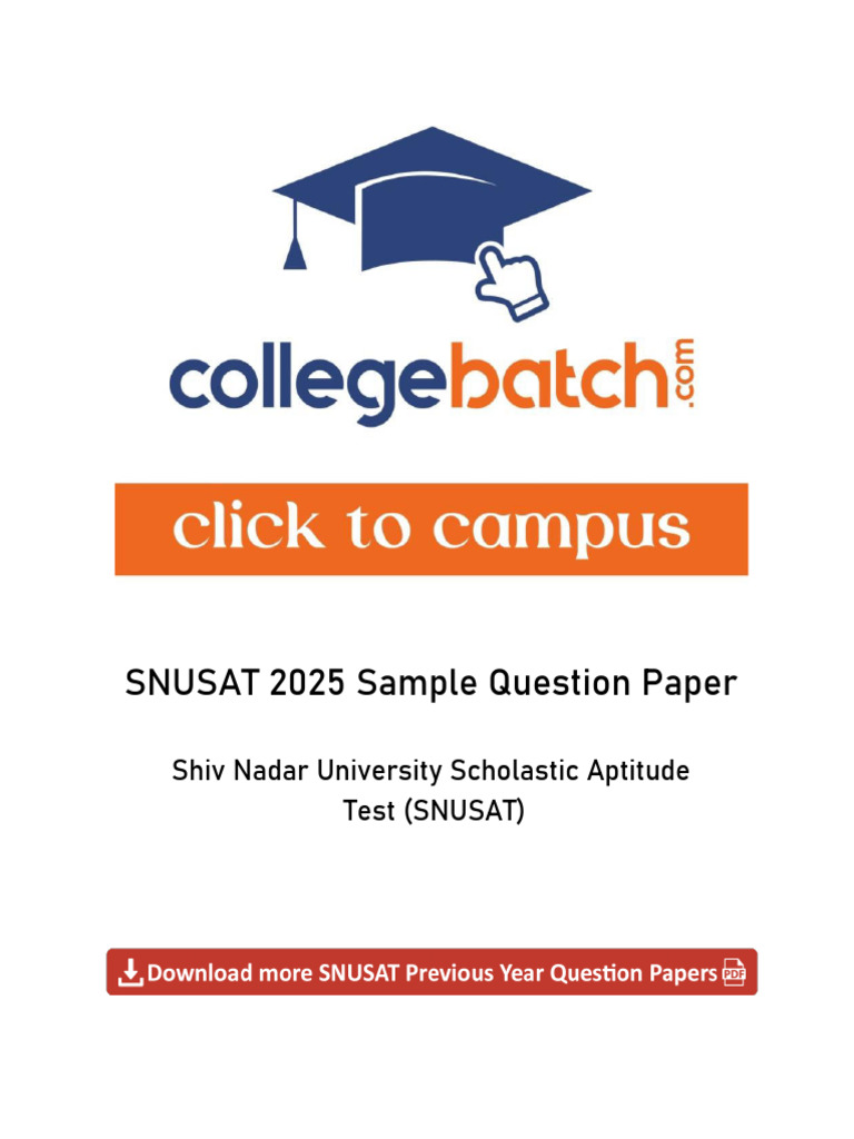 SNUSAT 2025 Sample Question Paper | PDF
