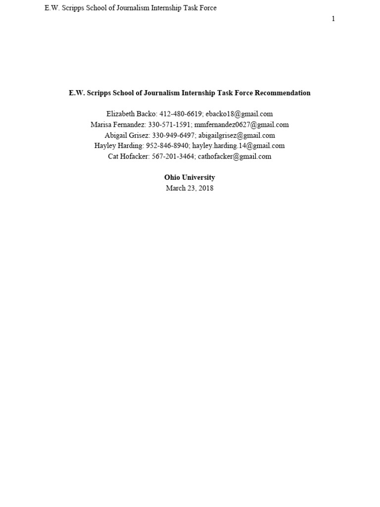 Task Force Proposal Final Draft | PDF | Internship | Job Hunting