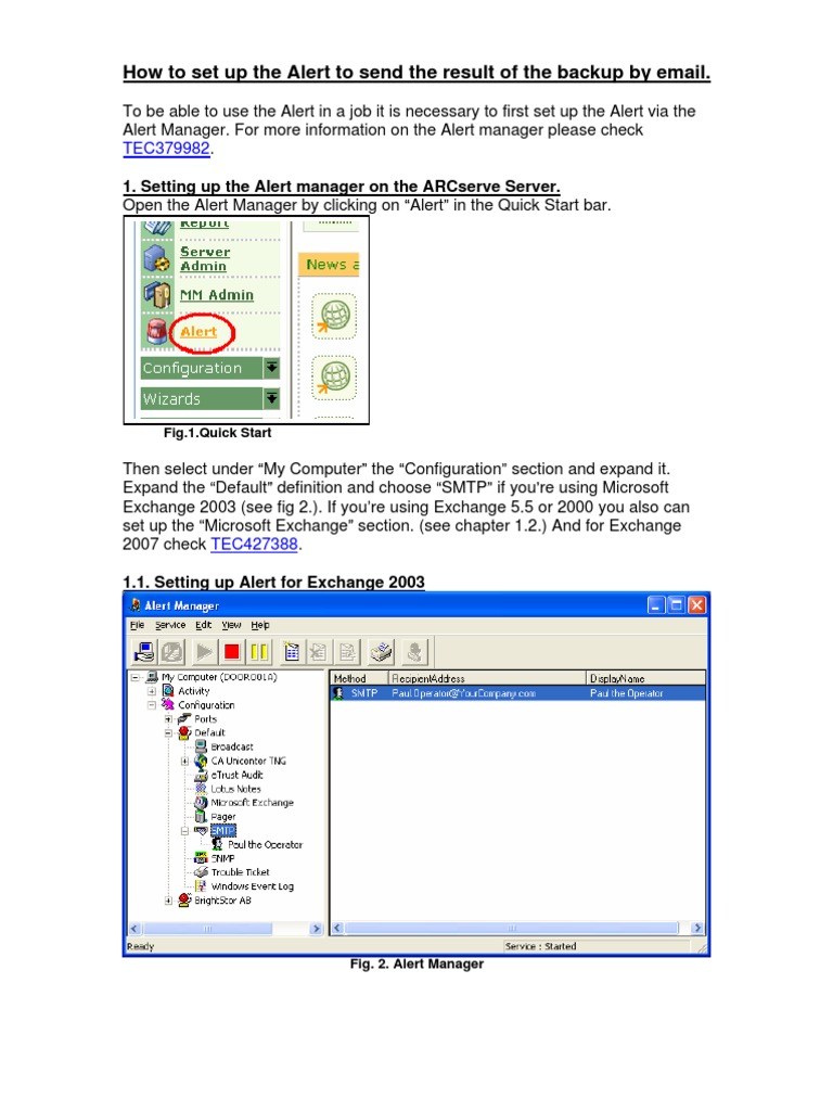 Arcserve Alertas Via Email PDF Microsoft Exchange Server Login