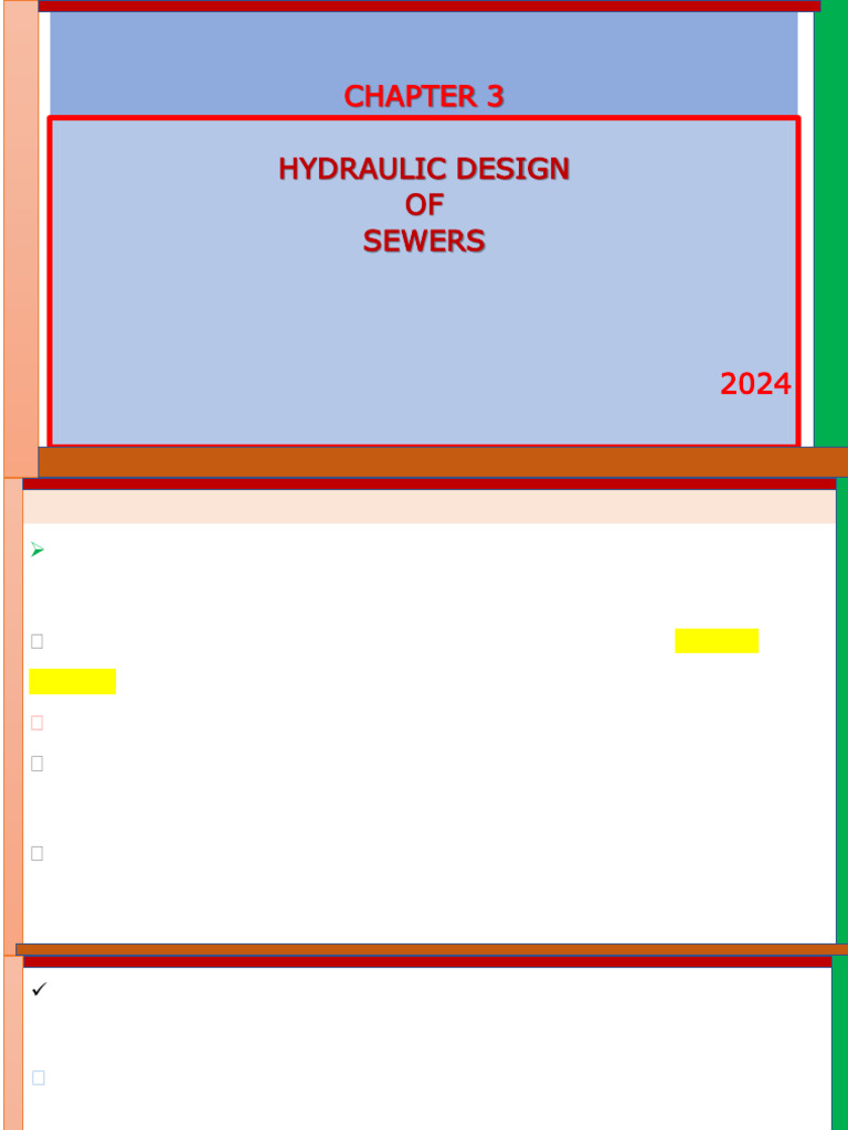 CHAPTER 3 Hydraulic Design of Sewer | PDF | Sanitary Sewer | Storm Drain
