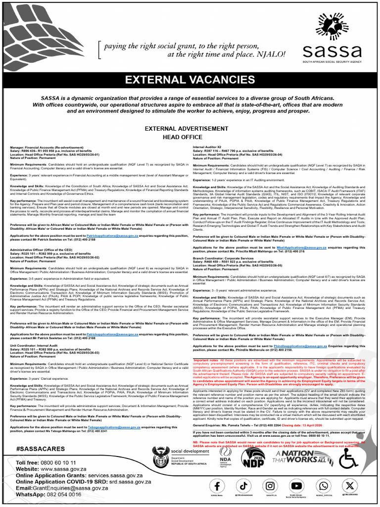 External Advert- Sunday Times and Beeld Newspaper Closing 13 April 2026 ...