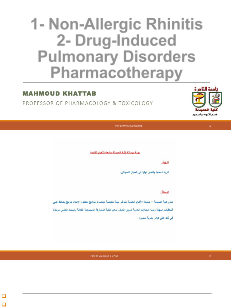 Non-Allergic Rhinitis Pharmacotherapy | PDF | Asthma | Drugs