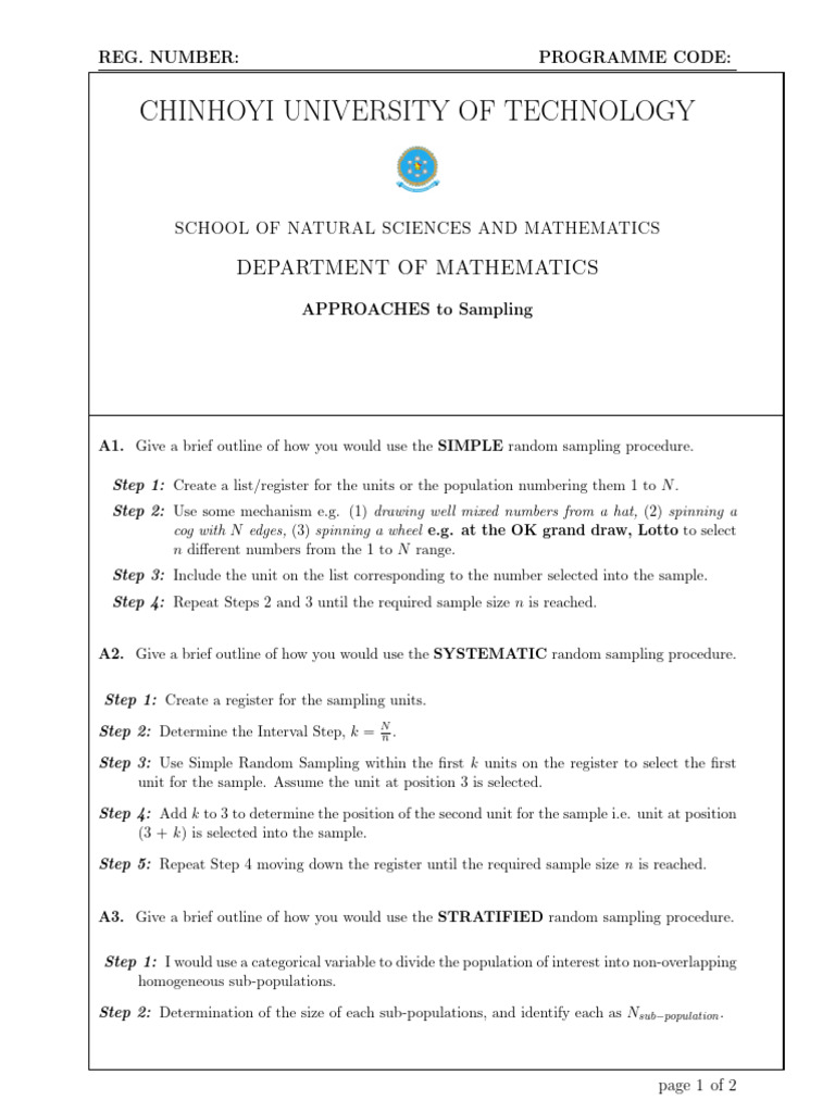 Sampling Procedures | PDF | Sampling (Statistics) | Scientific Method