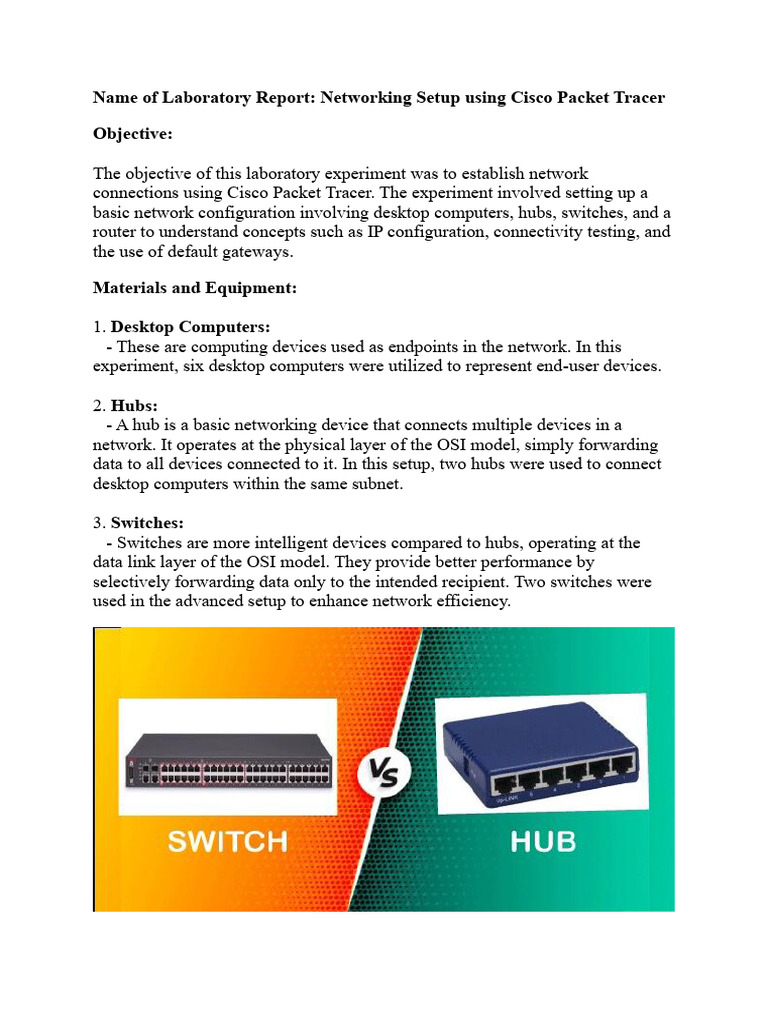 Laboratory Report 2 | PDF | Computer Network | Network Switch