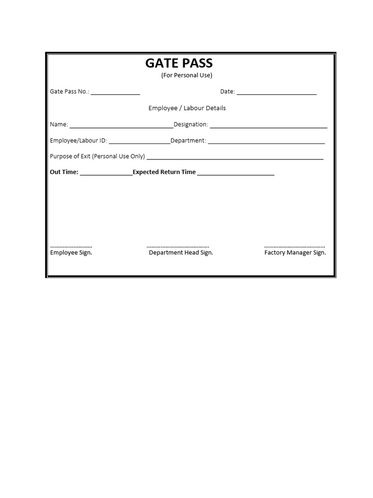 Gate Pass - New - Revised (1) | PDF