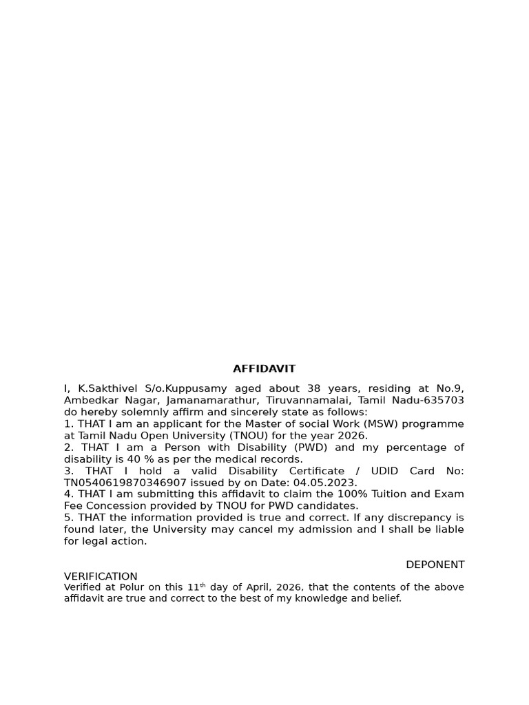 Affidavit Pwd 11.04.2026 | PDF