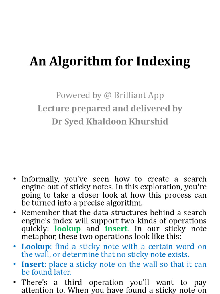 13. an Algorithm for Indexing | PDF | Database Index | Computer Science