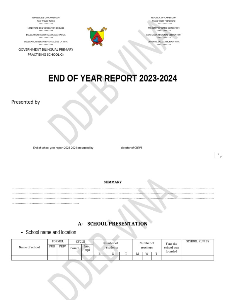 2023-2024 Year-End Report Outline - Ddeb-V | PDF