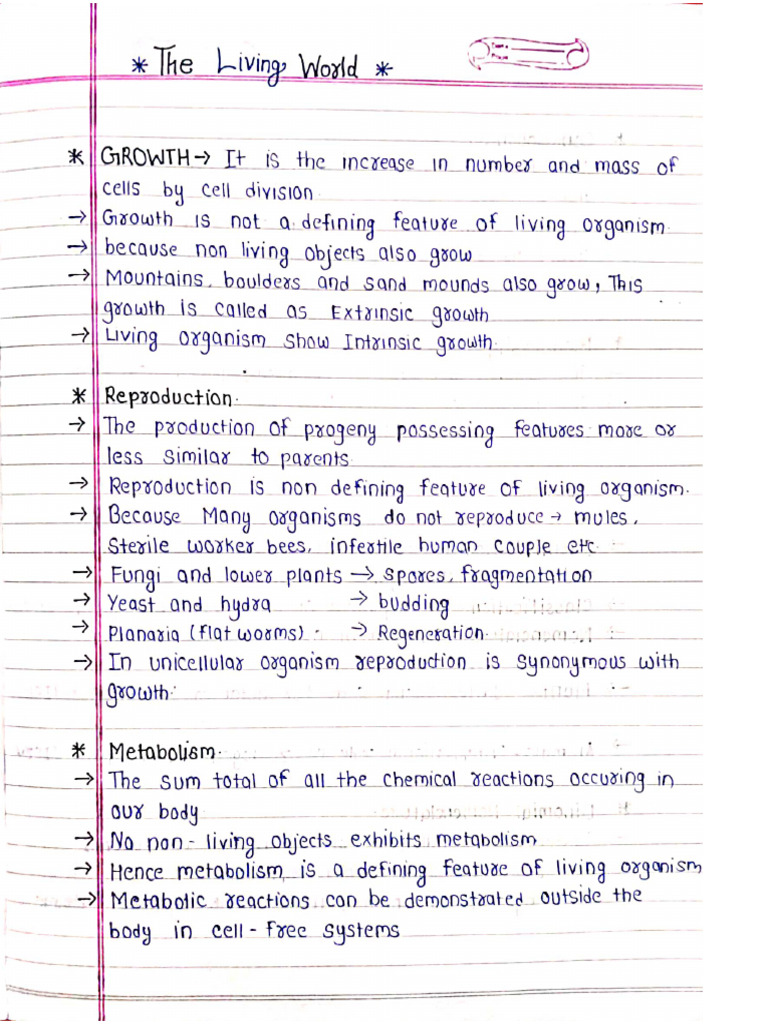 1 the Living World Notes PDF | PDF