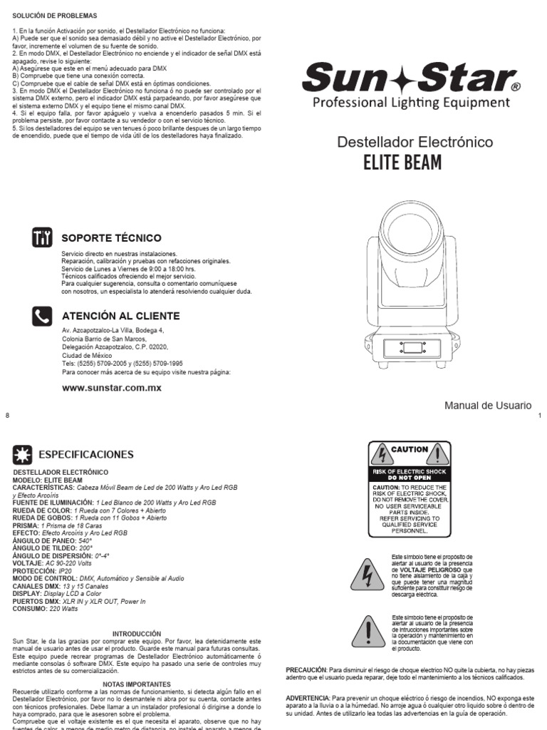 Manual Elite Beam | PDF | Diodo emisor de luz | Electricidad
