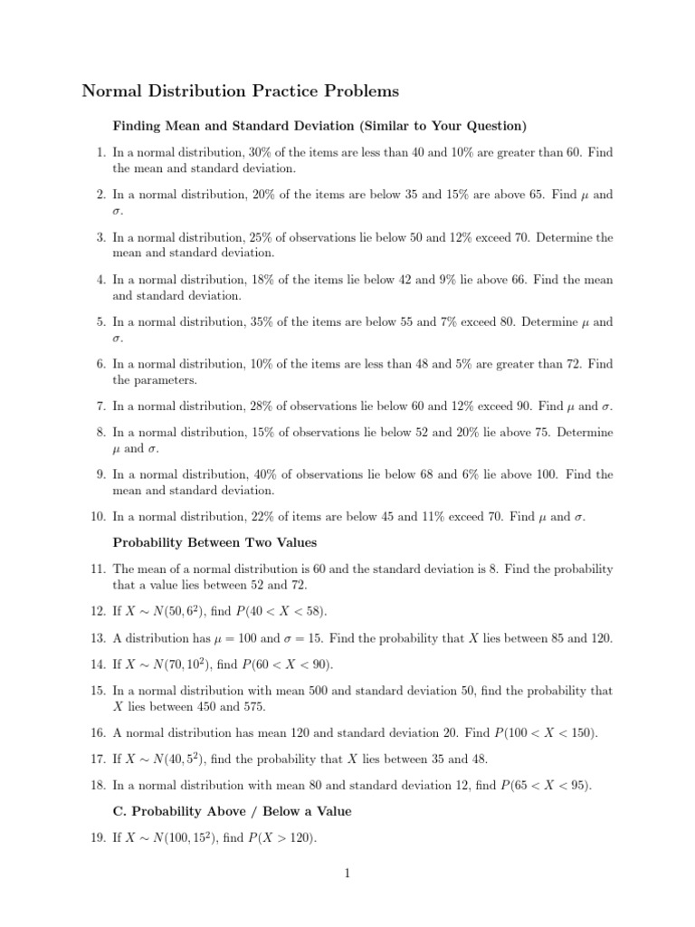 more norm dis word probs | PDF | Normal Distribution | Standard Deviation