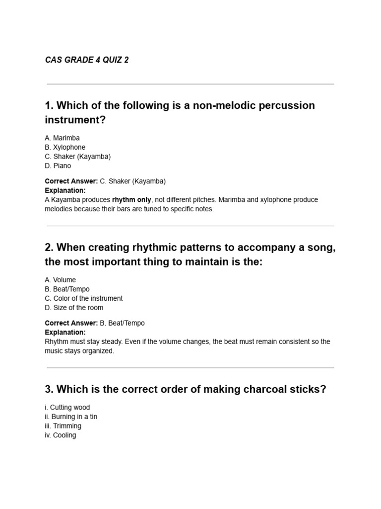 CAS GRADE 4 QUIZ 2 | PDF