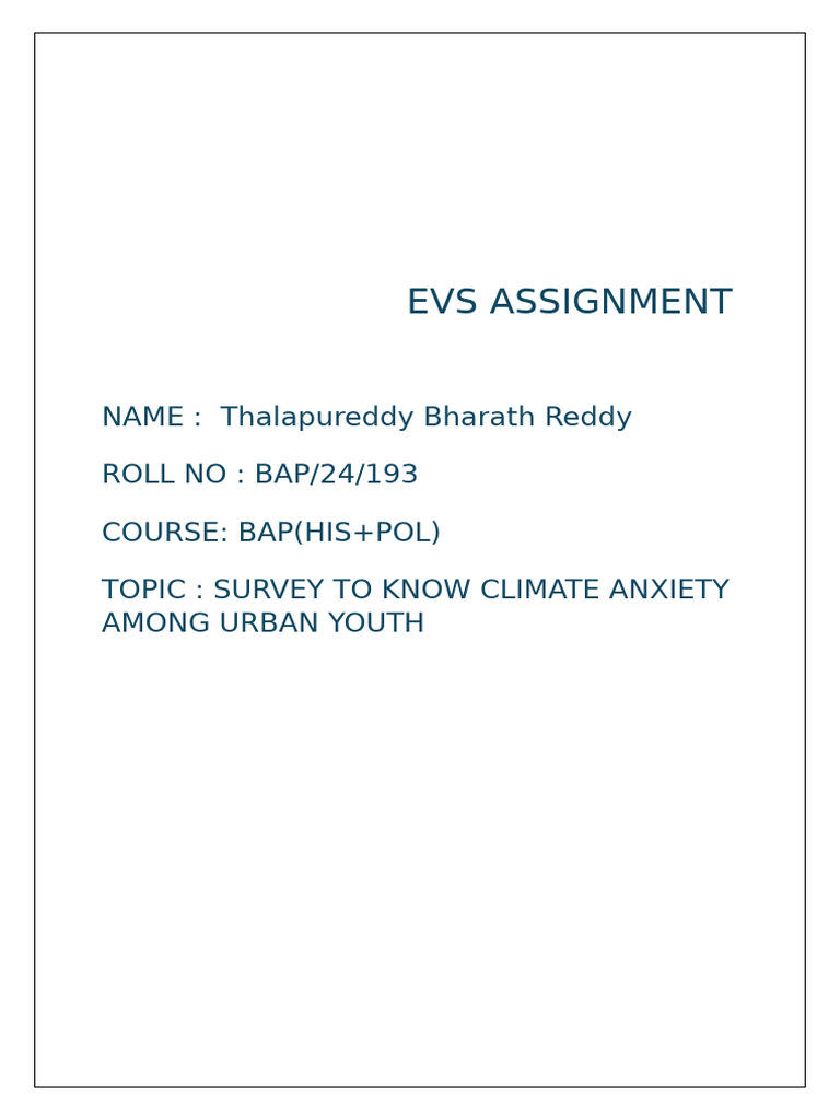 Evs Assignment | PDF
