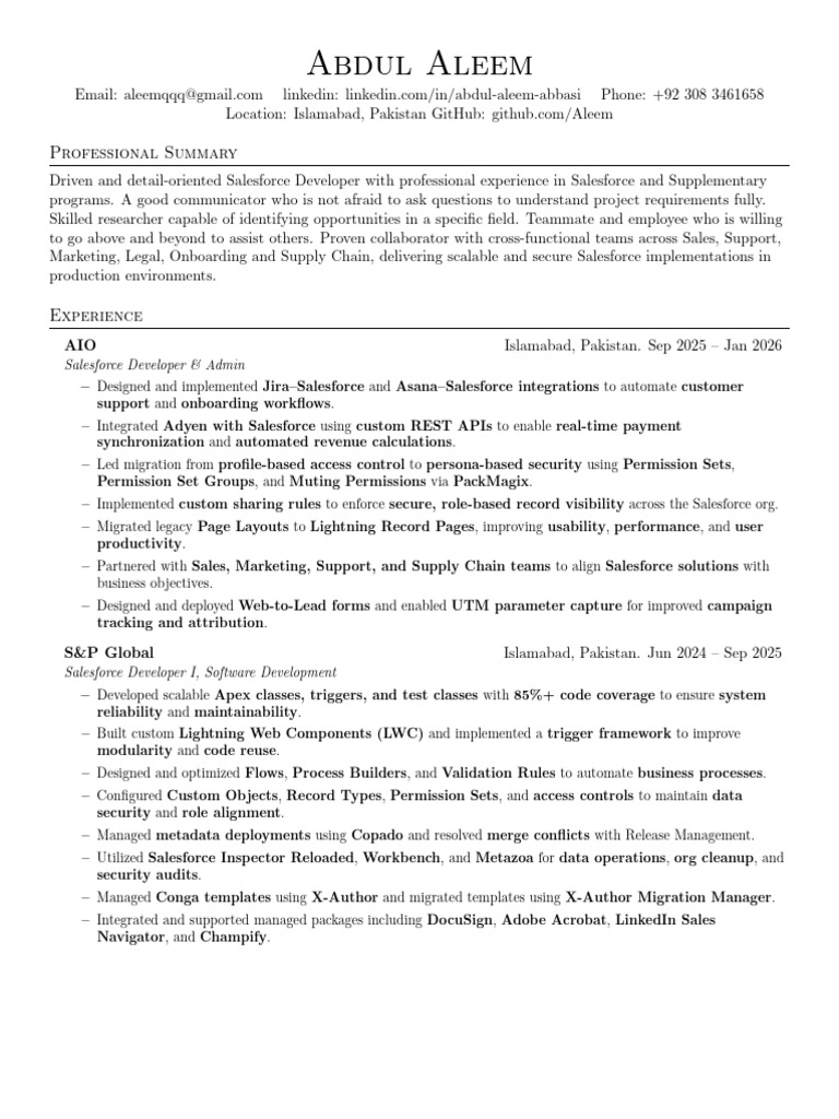 AbdulAleem SF Resume | PDF | Cloud Computing | Computing