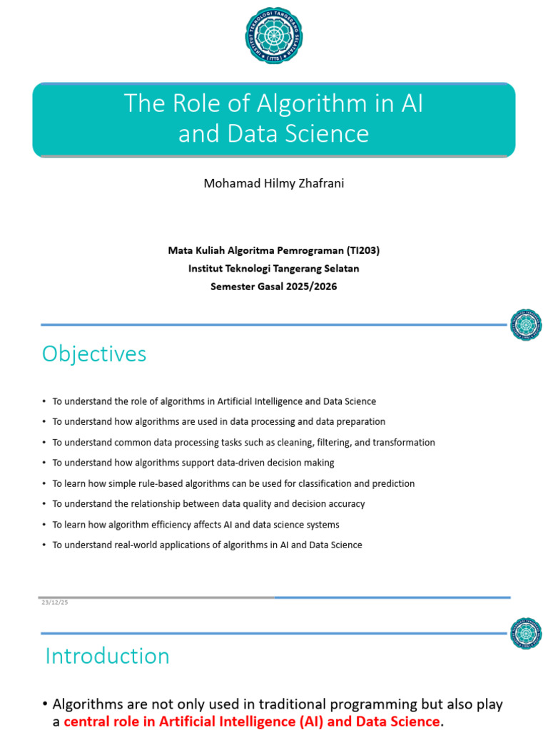 Course 11 - The Role of Algorithms in AI & Data Science | PDF ...