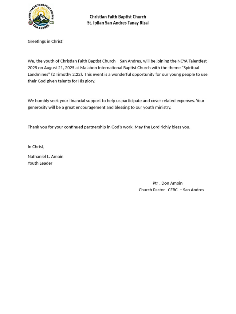 Talent Fest Sol Letter | PDF