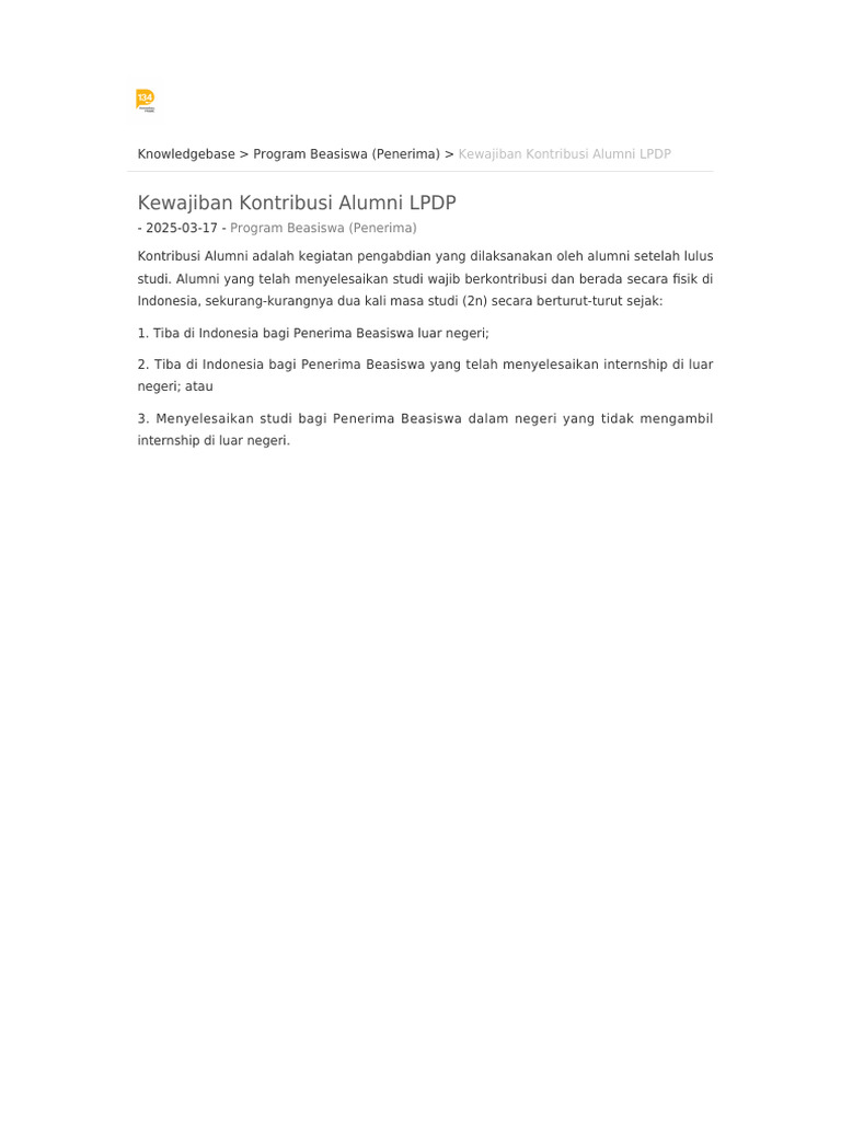 Kewajiban Kontribusi Alumni LPDP | PDF