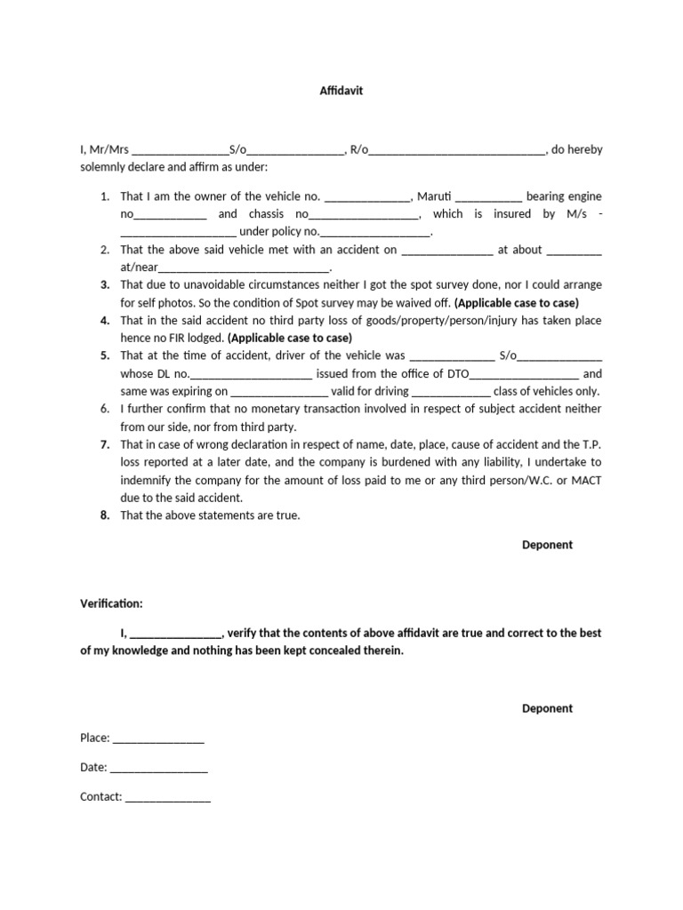 Affidavit- T.P. Format | PDF