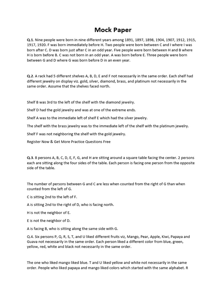 Mock Paper | PDF